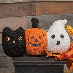 Plush Cat Pumpkin Ghost Trio