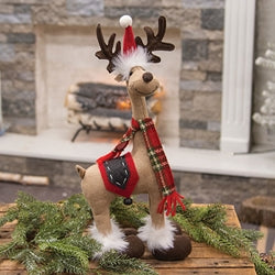 Standing Smiling Reindeer w/ Plaid Scarf