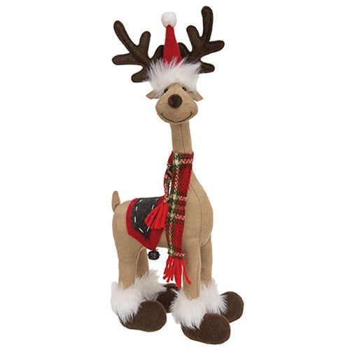 Standing Smiling Reindeer w/ Plaid Scarf
