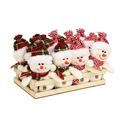12/Set - Plush Plaid and Chevron Snowmen w/ Crate
