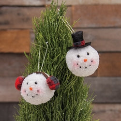 Snowman Head Ornament 2 Asstd