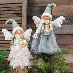 Plush Angel Tree Topper with LED Candle - 2 Asstd