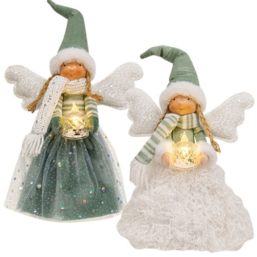 Plush Angel Tree Topper with LED Candle - 2 Asstd