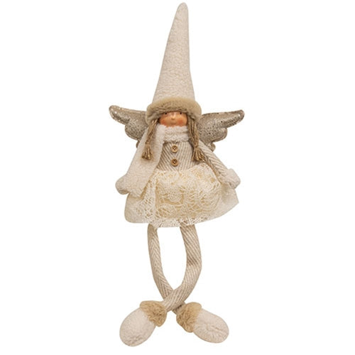 Plush Ivory Lace Dangle Leg Angel