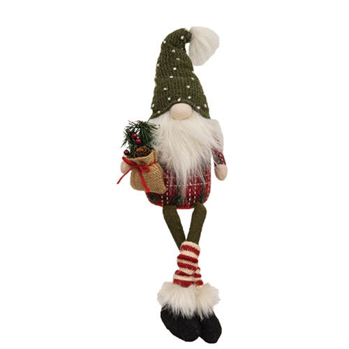 Plush Plaid Dangle Leg Santa Gnome