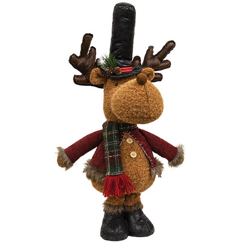 Plush Festive Rustic Standing Reindeer w/Extendable Legs