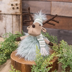 Plush Frosted Mint Fluffy Reindeer Sitter
