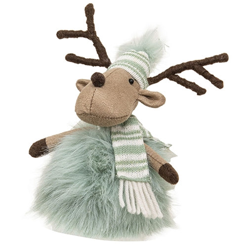 Plush Frosted Mint Fluffy Reindeer Sitter