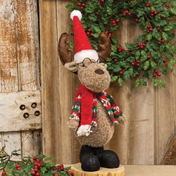 Plush Standing Christmas Moose with Glasses