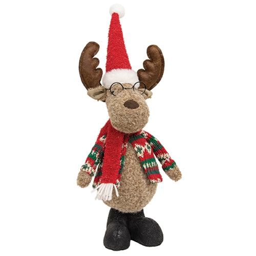 Plush Standing Christmas Moose with Glasses
