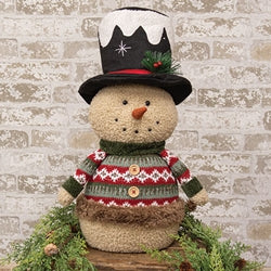 Plush Rustic Holiday Sweater Snowman Sitter