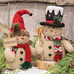 Plush Rustic Holiday Snowman Sitter - 2 Asstd