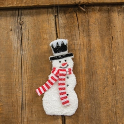 Fuzzy Glittered Snowman w/Scarf Hanger - 8.75"H