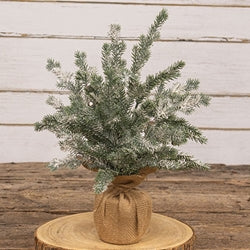 Snowy Silver Bells Pine Tree in Burlap Base - 16"H