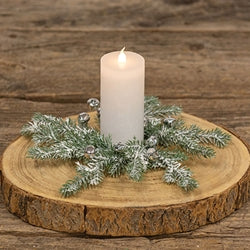 Snowy Silver Bells Candle Ring - 3.5"