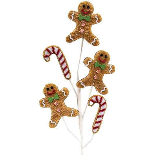 Candy Cane & Gingerbread Man Spray - 30"H