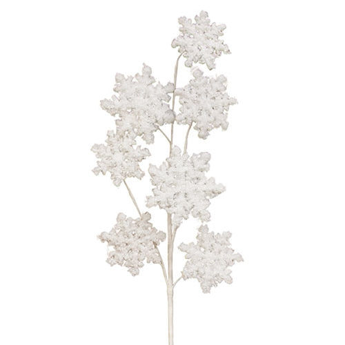 Glittered Shaggy Snowflake Spray - 29"
