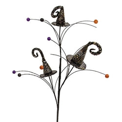 Sequined Witch Hat & Berries Spray - 28"