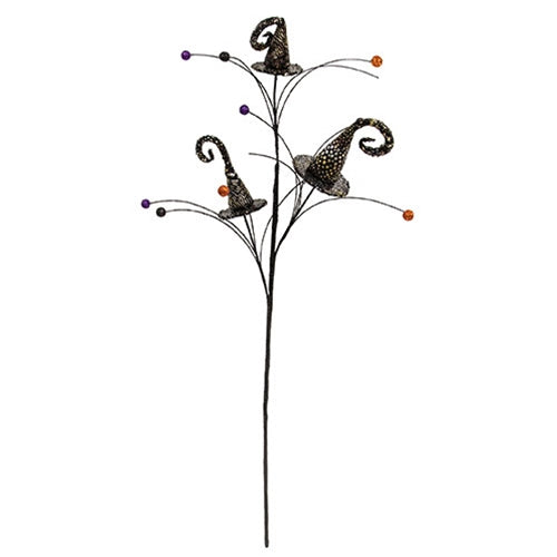 Sequined Witch Hat & Berries Spray - 28"