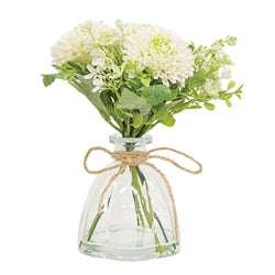 Spring Crysanthemums & Greenery In Glass Vase - 2 Asstd.