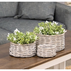 3/Set Graywashed Willow Planters