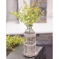 Graywash Willow Wrapped Glass Bottle 6.5" H