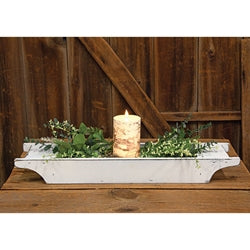 Distressed Wooden Candle Trencher Farmhouse White