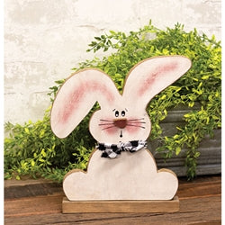 Distressed Sitting Flop Ear Bunny With Scarf on Base