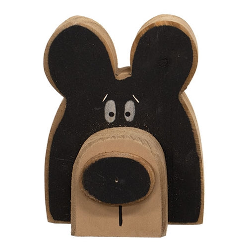 Distressed Wooden Bear Head Sitter