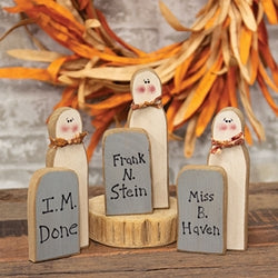 Distressed Wooden Ghost w/Sayings Grave Stone - 3 Asstd.