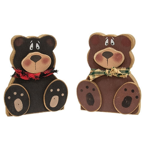 Distressed Wooden Teddy Bear Sitter - 2 Asstd.