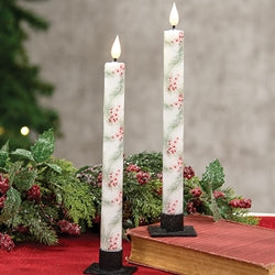2/Set - Winter Pine & Berries Timer Tapers