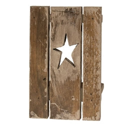 Distressed Barnwood Star Cutout Shelf White
