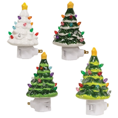 Ceramic Christmas Tree Nightlight - 4 Asstd.