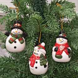 Ceramic Snowman Ornament - 3 Asstd.