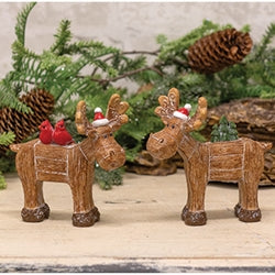 Resin Carved Look Woodland Winter Moose - 2 Asstd.