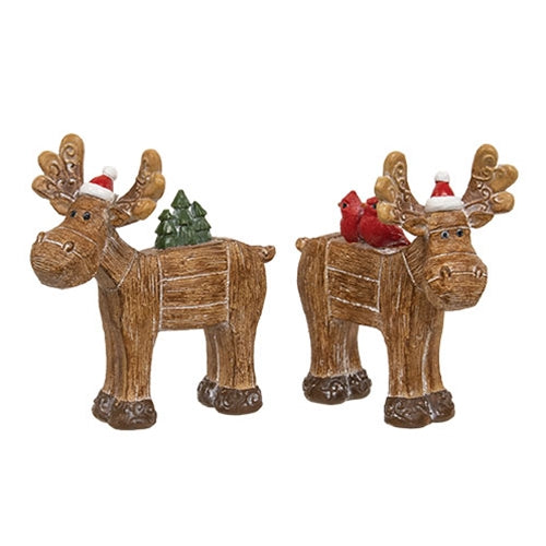 Resin Carved Look Woodland Winter Moose - 2 Asstd.