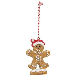 Resin Snowy Iced Gingerbread Ornament - 3 Asstd.
