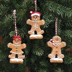 Resin Snowy Iced Gingerbread Ornament - 3 Asstd.