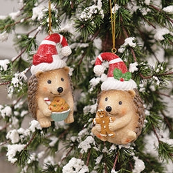 Resin Holiday Baking Hedghog Ornament - 2 Asstd.