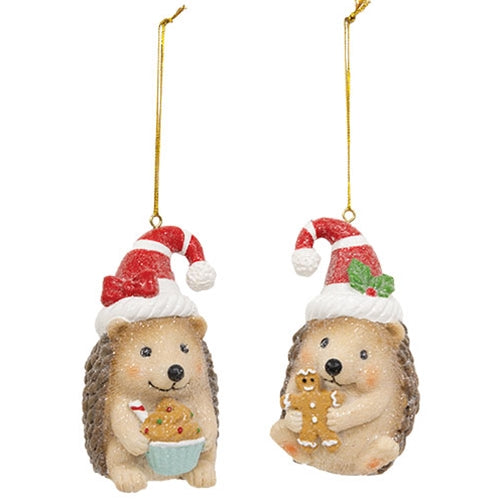 Resin Holiday Baking Hedghog Ornament - 2 Asstd.