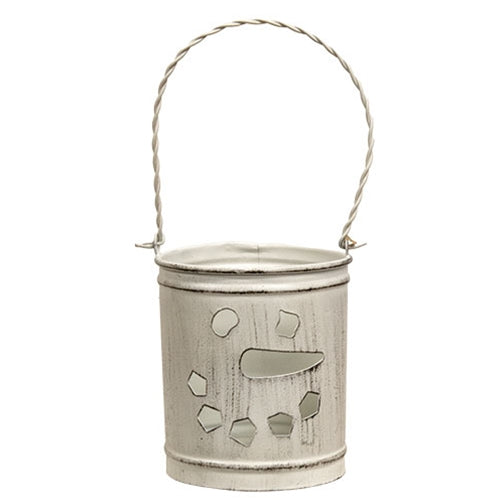 White Metal Snowman Face Luminary