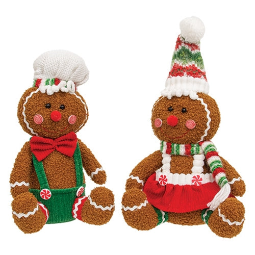Stuffed Sitting Candy Gingerbread Folk - 2 Asstd.