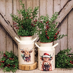 Holiday Highland Milk Can - 2 Asstd.