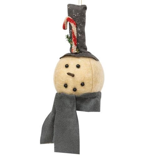 Gray Scarf Snowman Ornament