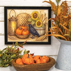 Fall Table Crow Framed Print - 10x8