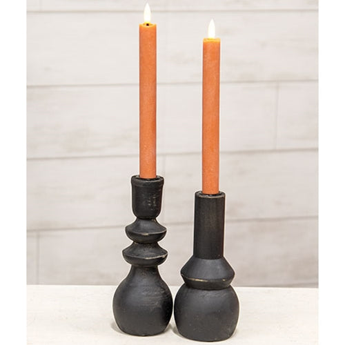 2/Set - Orange Wax Timer Tapers - 10"H