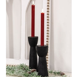 2/Set - Burgundy Wax Timer Tapers - 10"H