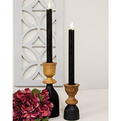 2/Set - Black Wax Timer Tapers - 10"H