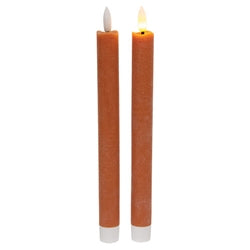 2/Set - Orange Wax Timer Tapers - 10"H